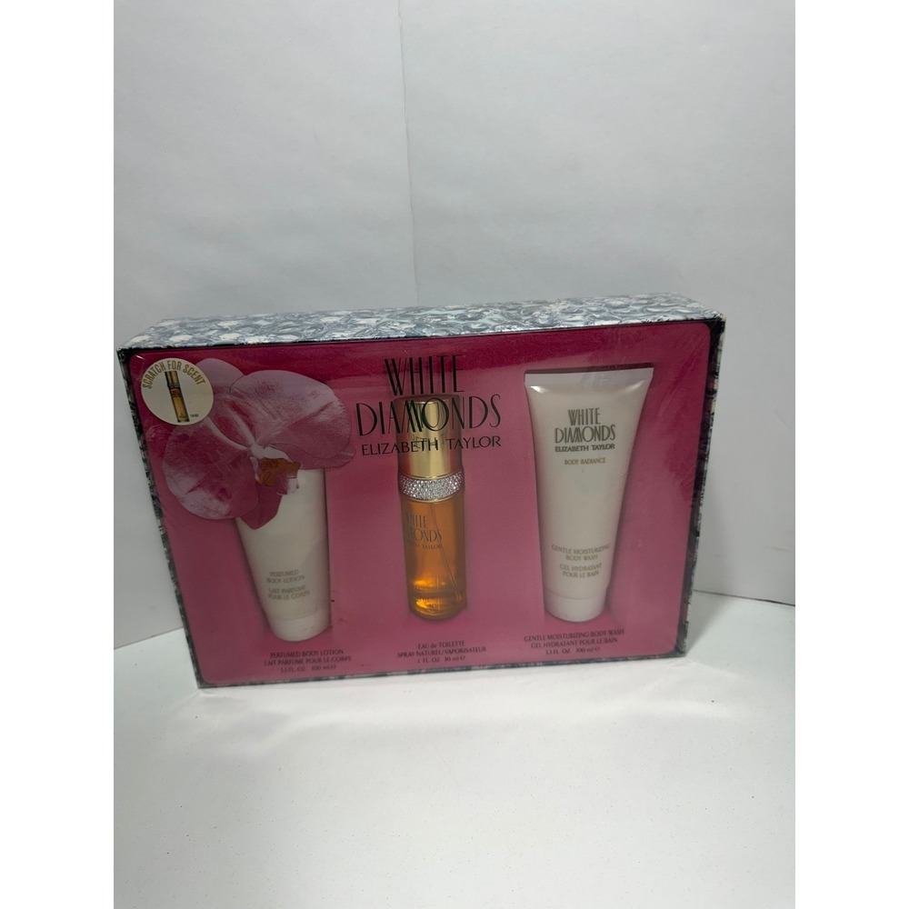 Elizabeth Taylor White Diamonds 3 Pc Gift Set 1oz Lotion & Body Wash 3.3oz New